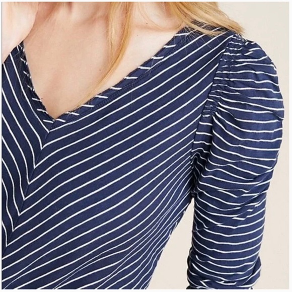 Anthropologie Maeve Lauryn Striped 3/4" Sleeve Top - Picture 6 of 10